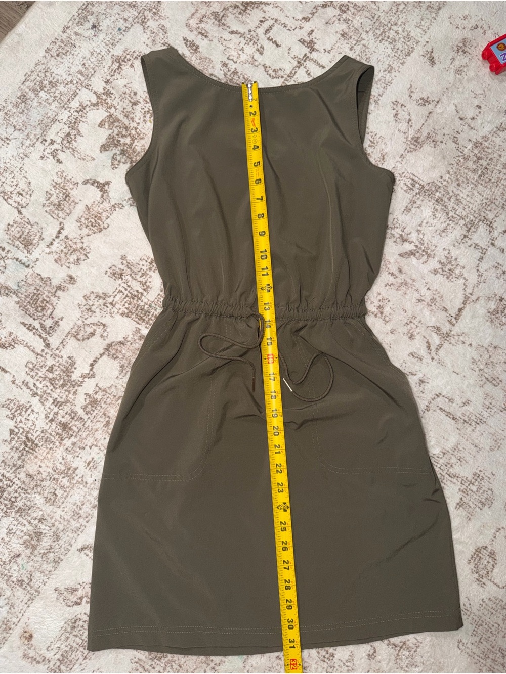 Calvin Klein Olive Drawstring Waist Sleeveless Mini Dress